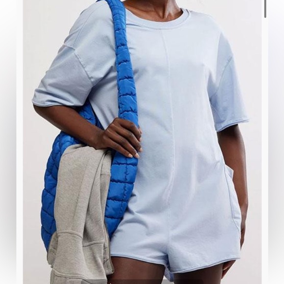 free people movement Pants - FP Movement Women's Hot Shot Tee Romper in Steel - Size L NWT